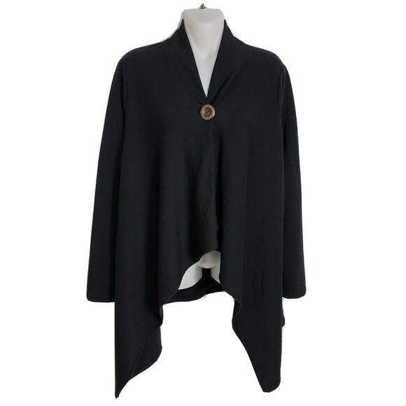 Chatoyant Womens Swing Cardigan Size Small Black Single Wood Button Rayon Stretc - Picture 1 of 10
